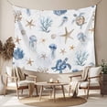 thumbnail image 2 of Blue Brown Coastal Large Tapestry for Bedroom Wall Hanging Tapestry, Nautical Summer Beach Sea Turtle Ceiling Backdrop Tapestries Poster Blanket Wall Decor for Teens Room Living Room Dorm 100" x 59", 2 of 8