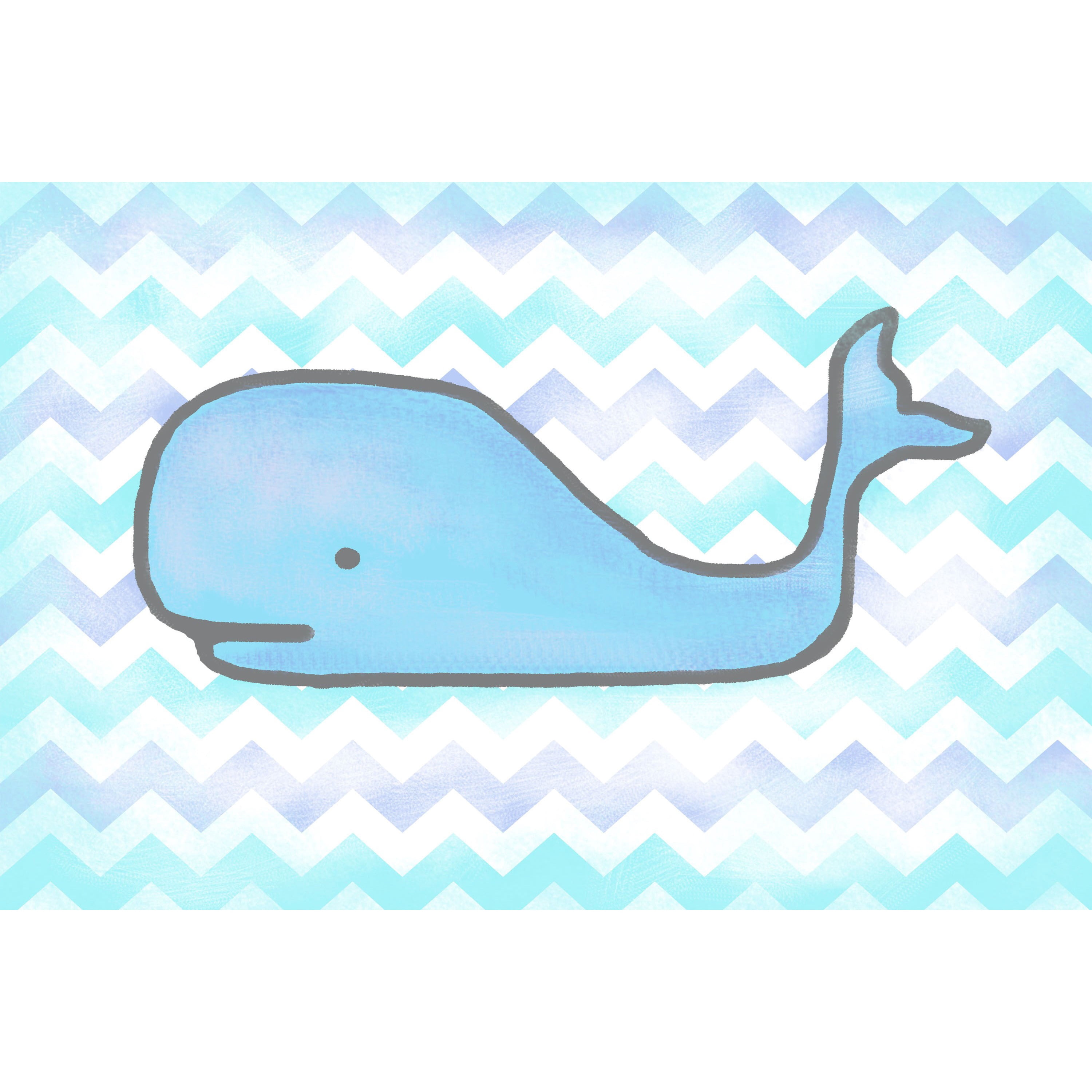 Marmont Hill "Baby Blue Whale" by Reesa Qualia Painting Print on Wrapped Canvas