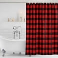 thumbnail image 4 of Black Red Plaid Waterproof Fabric Shower Curtain,Vintage Rustic Buffalo Checked Gingham Waterproof Fabric Shower Curtain for Bathroom Curtains Bathtubs Shower Curtains with 12 Hooks Small 36x72in, 4 of 8