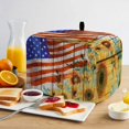 thumbnail image 2 of Sunflower USA Flag Toaster Cover 4 Slice, Independence Day Floral Wooden Dustproof Bakeware Oven Protector with Top Hook, Waterproof Small Kitchen Appliance Toasters Dust Cover, 12"x11"x8", 2 of 7