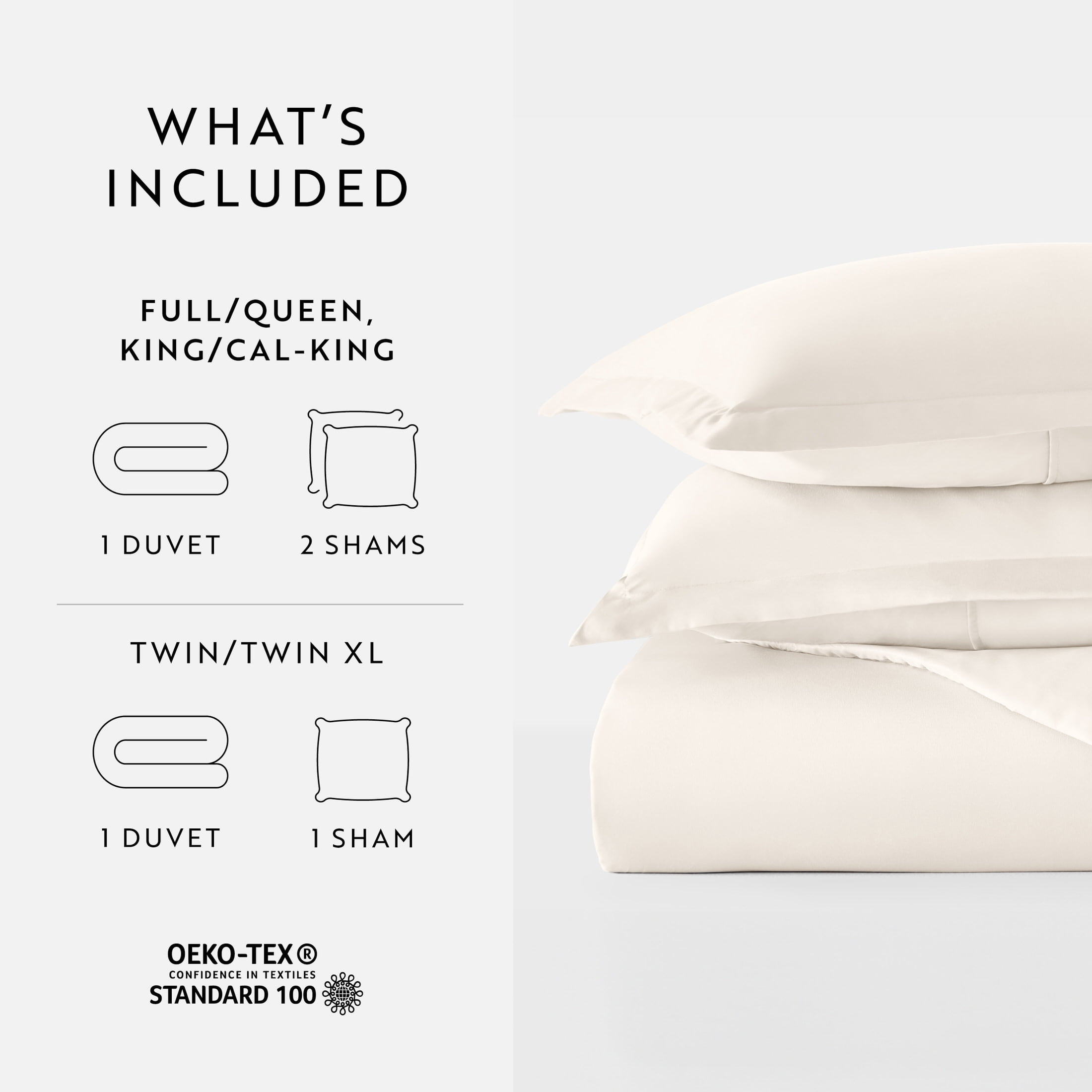 Noble Linens 2-Piece Ivory Duvet Cover Set, Twin/Twin XL