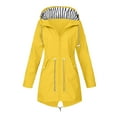 thumbnail image 6 of WTOBBY Womens Raincoats With Hood Lightweight Outdoor Hooded Waterproof Windbreaker Solid Trench Coat Jacket Plus Size, Fashionable for Sports,Yellow XL, 6 of 6