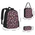 thumbnail image 4 of Naloa Skull flower leaf colorful Print Large Capacity Backpack Lunch Bag Pencil Case Combination 3 Piece Set for Student, 4 of 8