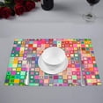 thumbnail image 3 of MKHERT Rainbow Like Colorful Design with Geometrical Details Squares with Dots Placemats Table Mats for Dining Room Kitchen Table Decoration 12x18 inch,Set of 6, 3 of 4