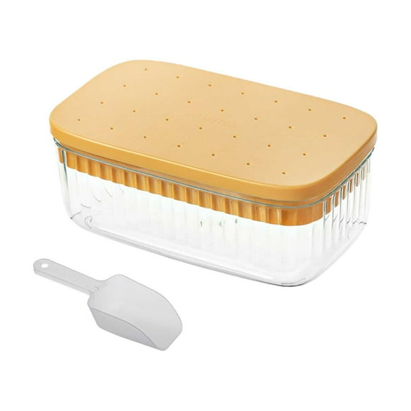 Yhmxh Utensilios de cocina Bandeja para cubitos de hielo con tapa y prensa de fácil liberación, 28 moldes para cubitos de hielo, incluye caja de hielo. Muebles para cocina Accesorios de cocina