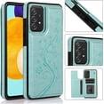 thumbnail image 2 of Phone Case for Samsung Galaxy A53 5G 2022 with Tempered Glass Screen Protector Card Holder Wallet Cover Stand Flip Leather Cell Accessories Gaxaly A53 G5 Galaxies 53A SM A536U Cases Women Green, 2 of 14