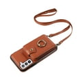 thumbnail image 2 of for Samsung Galaxy S22 Wallet Case with Card Holder, PU Leather Case with Ring Holder Kickstand, Snap Button Card Slots Case for Women Men for S22 with Crossbody Strap - Brown, 2 of 7