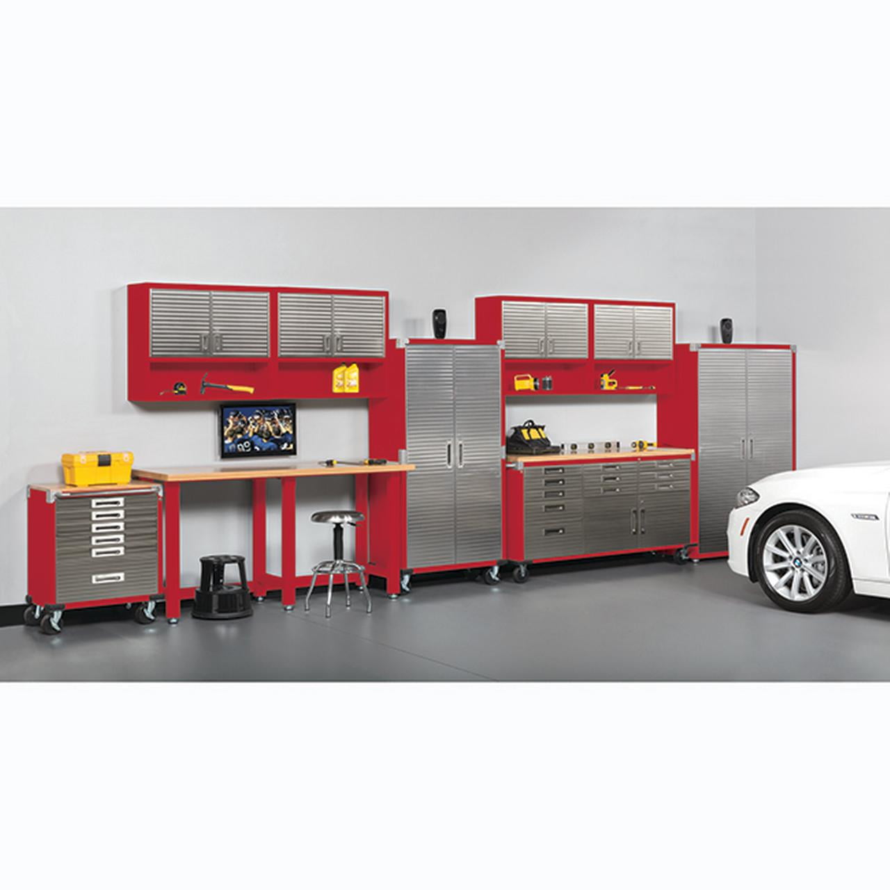 Seville Classics UltraHD® Rolling Storage Cabinet, 36" W x 18" D x 72" H, Red