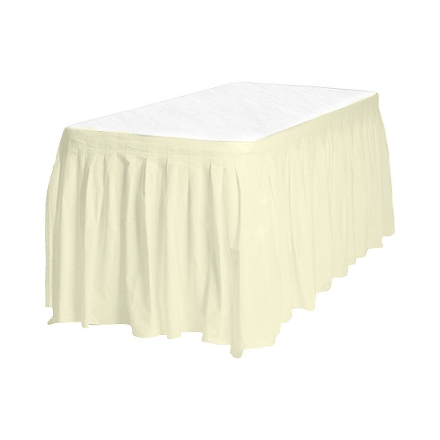 2 Plastic Table Skirts 13' X 29" Streches19' Ivory