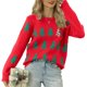 thumbnail image 1 of Suéter Navideño Divertido y Feo para Mujer, Suéter de Punto de Larga con Diseño de , Árbol y de Nieve Rojo XL, 1 of 7