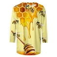 thumbnail image 4 of CYMMPU Blouses for Women Dressy Casual Crew Neck Bee Pattern Tunic Tops Fall Fashion Shirts Spring Tops 3/4 Sleeve Loose Fit Lightweight Basic T-Shirts Yellow L, 4 of 5