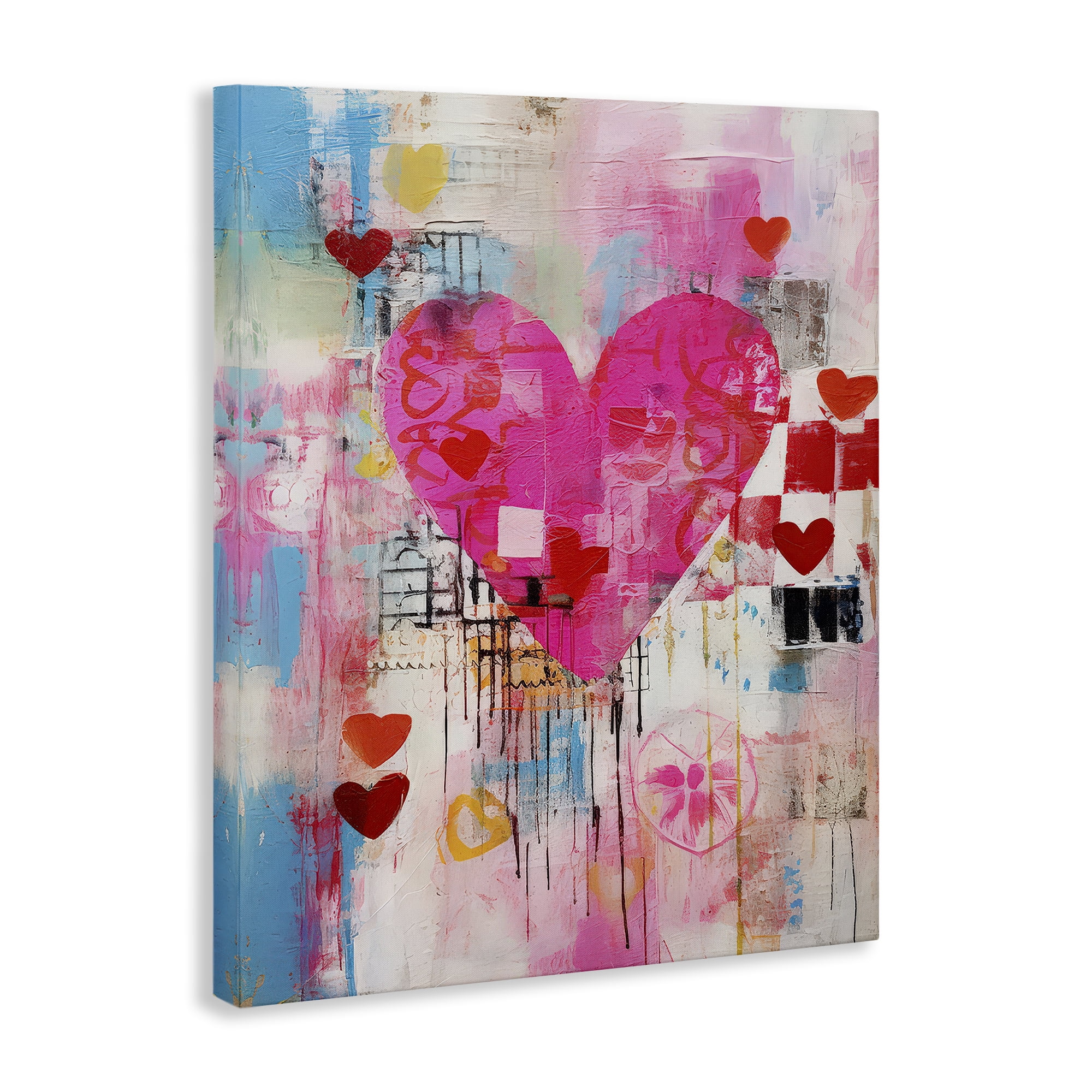 Stupell Industries Whimsical Romance Heart Pattern Abstract Painting Wrapped Canvas Art Print Wall Art, 16 x 20