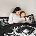 thumbnail image 4 of Homewish Gothic Death Skull Full Size Comforter Sets,Horror Halloween Bedding Comforter Set,Black White,Black Reversible,3pcs,1 Comforter and 2 Pillowcases, 4 of 7