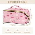 thumbnail image 4 of FORMRS Makeup Bag Travel Cosmetic Organizer for Women Fold Flat Zipper Pouch with Handle, Pink Cute Cherry Pattern, 4 of 8