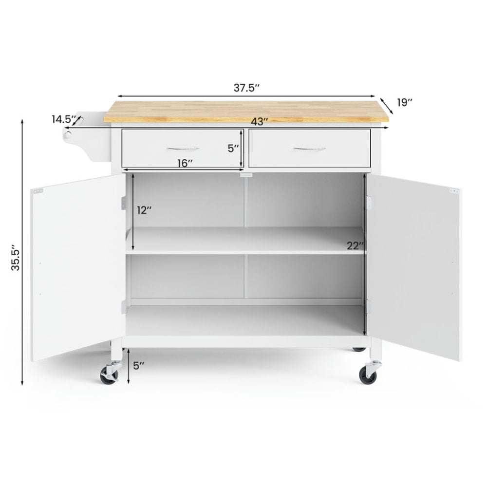Finihen Rolling Storage Cabinet Cart, Kitchen Island Cart, Modern Rolling Kitchen Cart Island with Wooden Top, for Kitchen, Dining Room, White Finihen Rolling Storage Cabinet Cart, Kitchen Island Cart, Modern Rolling Kitchen Cart Island with Wooden Top, for Kitchen, Dining Room, White