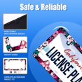 【2Pcs】Blue Pink License Plate Frame Colorful Tropical Floral License