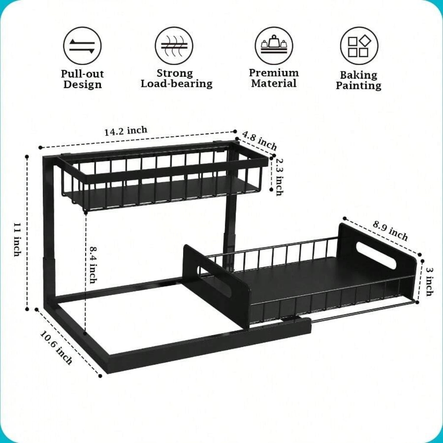 Under Sink Organizer And Storage, 1 Pack Pull Out Cabinet Organizer Slide Out Sink Shelf Cabinet Storage Shelves, Under Sink Storage For Kitchen Bathroom Cabinet