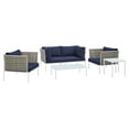 thumbnail image 2 of Modway Harmony 5-Piece  Sunbrella® Basket Weave Outdoor Patio Aluminum Seating Set in Tan Navy, 2 of 10
