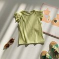 thumbnail image 4 of kpoplk Girls' Short Sleeve Shirts Kids Crewneck T-Shirts Summer Tops Basic Tees 5-14 Years(Light Green,18-24 M), 4 of 6