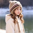 thumbnail image 2 of Wxirdrow Baby Beanie Warm Winter Hat Kids Cute Cat Knit Earflap Hat Fuzzy Fleece Lined Winter Warm Cartoon Protective Cold Weather Cap For Boys Girls Khaki,2-8 Years, 2 of 7
