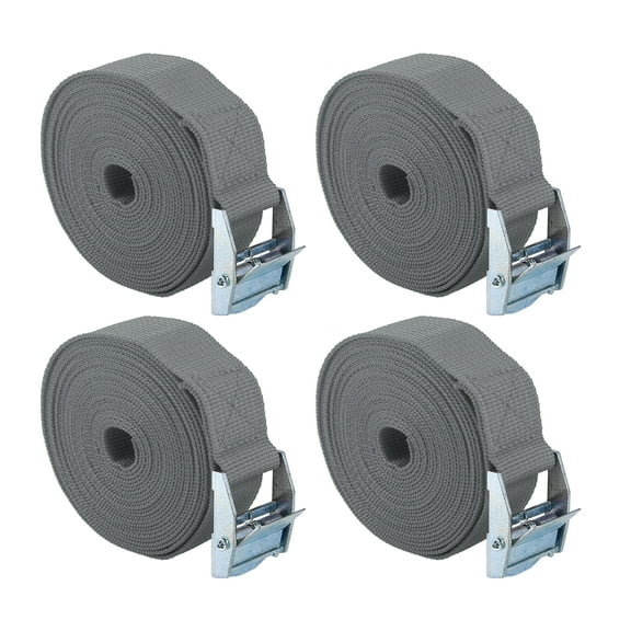 4pcs 1" x 12' Cargo Tie Down Straps Lashing Straps Travel Luggage Strap Adjustable w/ Cam Lock Buckle for Car Truck Gray