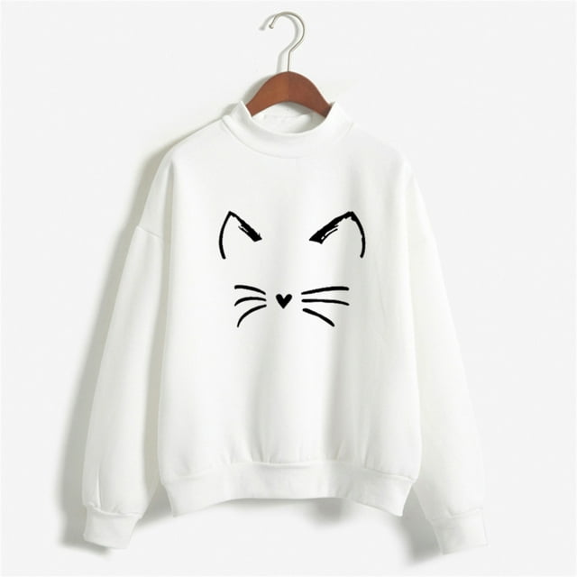 Meichang Womens Sweatshirt Mock Neck Long Sleeve Lounge Pullover Cute Print Soft Sweatshirts Oversized Loose Solid Color Sweat Shirts