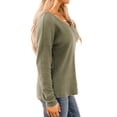 thumbnail image 4 of Women Waffle Batwing Long Sleeve V Neck Knit Basic Plain Shirt, 4 of 7