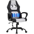 thumbnail image 1 of Gaming Chair Office Chair Desk Chair Massage Ergonomic PU Leather Racing Chair with Lumbar Support Headrest Armrest Task Rolling Swivel Computer Chair for Women Adults Girls(White), 1 of 7