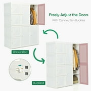 Gymax Portable Closet Clothes Foldable Armoire Wardrobe Closet w/8 Cubes Hanging Rods