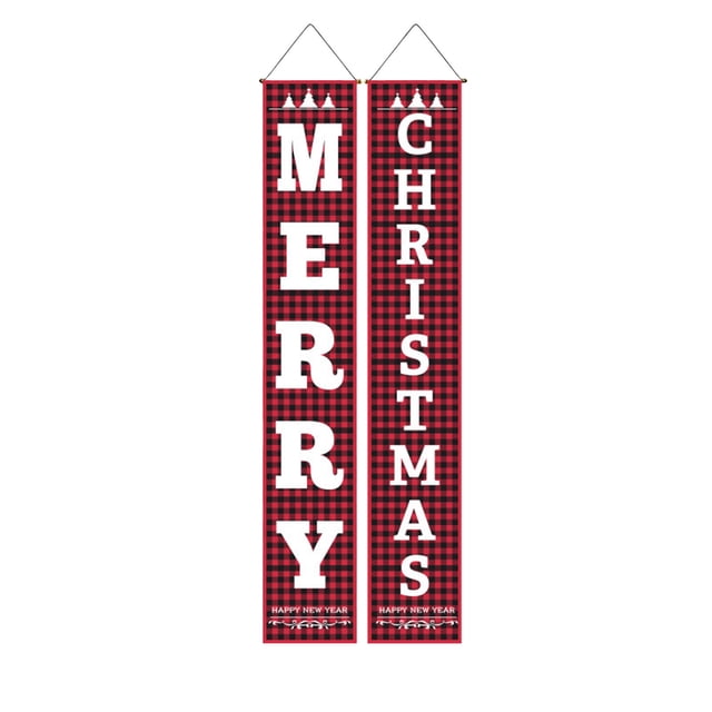 Ensemble de Rideaux de Porte Couplet de Noël, Bannière Suspendue Imperméable pour Décoration de Fête de Noël Intérieure Extérieure, Toile de Fond de Drapeau de Festival Réutilisable pour l'Entrée de la Maison et la Déco d'Événement Culturel
