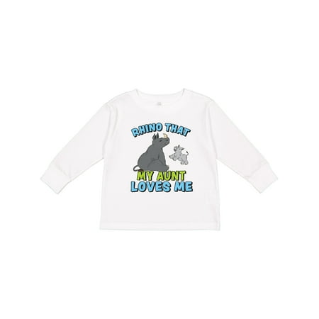 

Inktastic Rhino That My Aunt Loves Me with Cute Rhinos Boys or Girls Long Sleeve Toddler T-Shirt