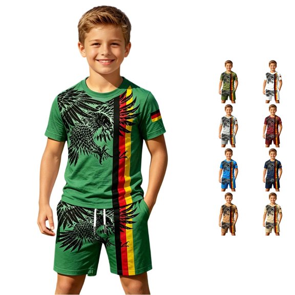 Boys Suit Short Sleeve Comfortable Light Casual Soft Everyday for Boys Sweet Beautiful Kids Outfit Shorts Set