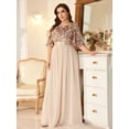 thumbnail image 6 of Plus Size Champagne Sequin Chiffon Evening Dress Elegant A-Line Maxi Gown, 6 of 12