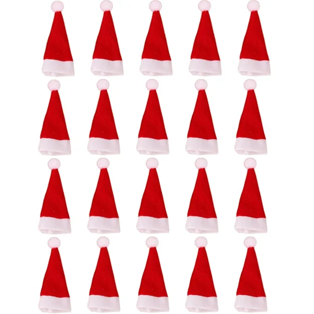 10 piezas/20 piezas Mini sombreros de Papá Noel Sombrero de piruleta navideño Manualidades Mini sombrero de Papá Noel Decoraciones para la mesa de la cena navideña