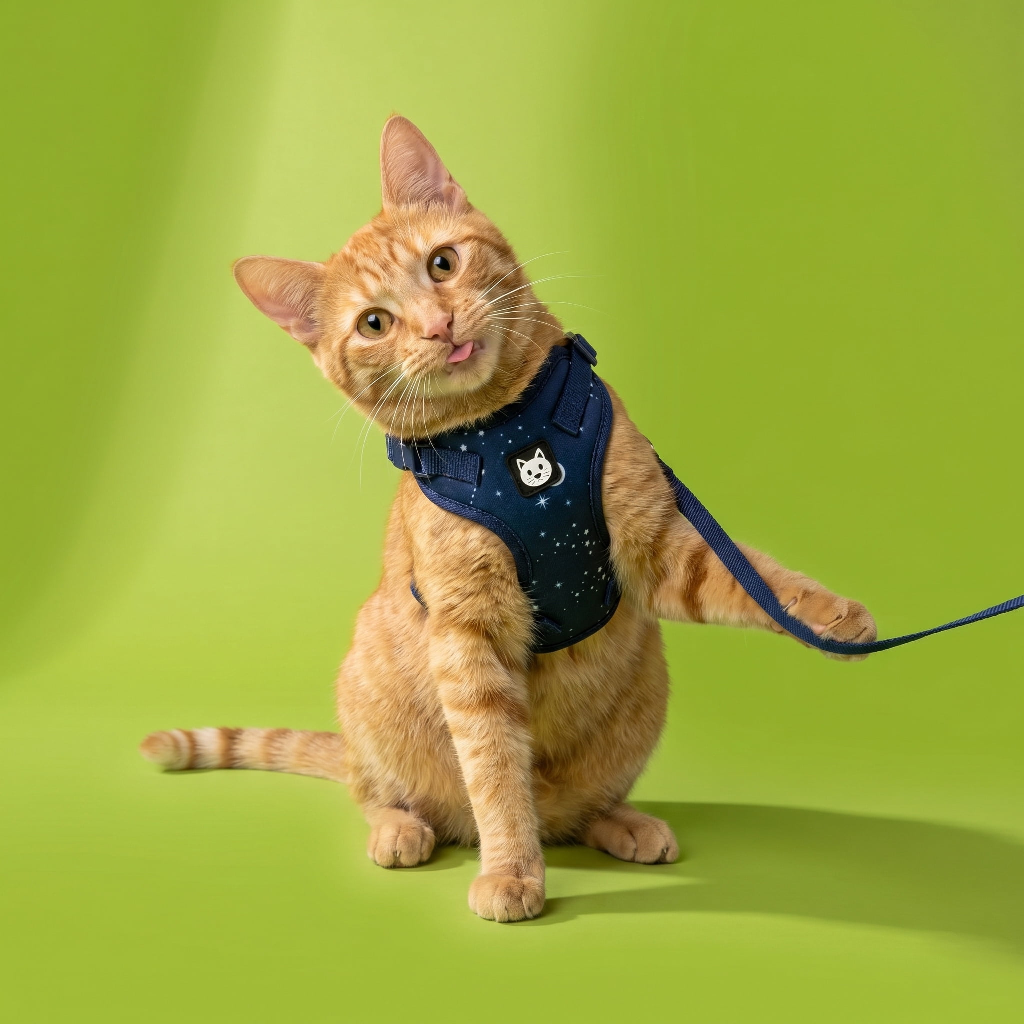 Vibrant Life Adjustable Cat Harness and Leash Set, Blue Celestial, One Size