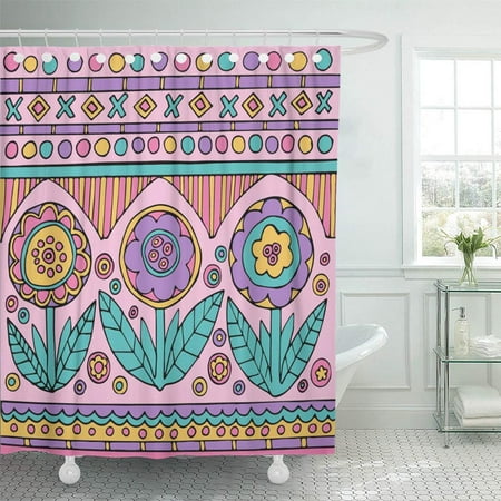 Pknmt Yellow Abstract Bright Colorful Mexican With Flowers Pink