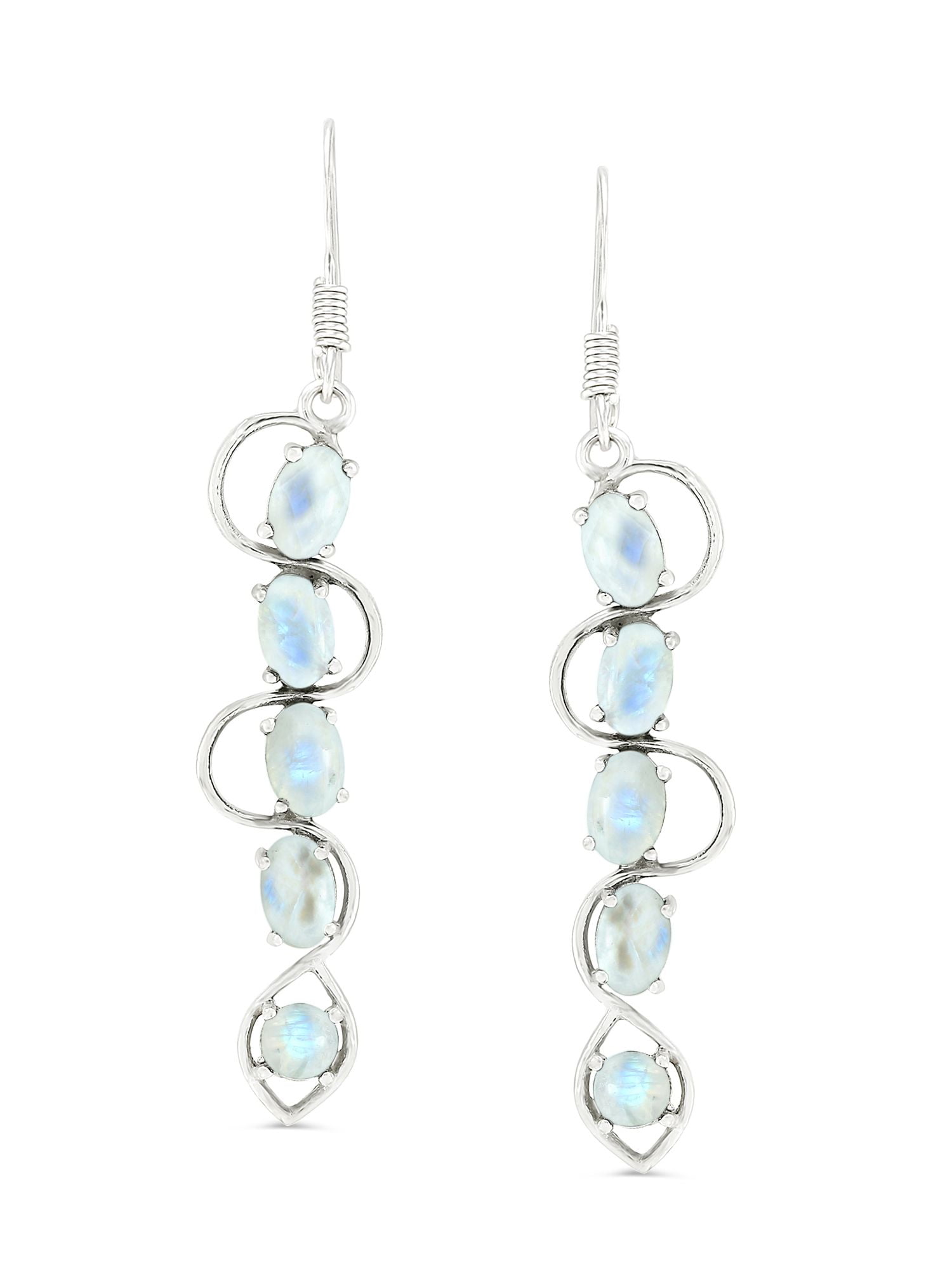 NATURAL RAINBOW MOONSTONE EARRINGS 6CM FRENCH HOOK .925 STERLING SILVER |  eBay