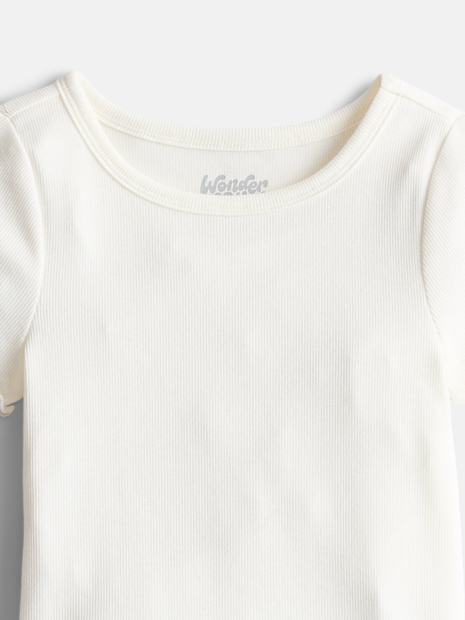 Wonder Nation Girls Lettuce Edge Tee with Short Sleeves, Sizes 4-18 & Plus