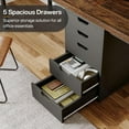 thumbnail image 3 of Tribesigns Two Person Desk with 5 Drawers, 78.7 Inches Long Double Computer Desk for Home Office (Brown/Black）, 3 of 5