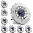 thumbnail image 1 of 12 LEDs 8pcs White Solar Ground Lights Waterproof Stainless Steel for Outdoor Garden Patio Lawn Yard Walkway [Energy Class A+++](White Light), 1 of 5