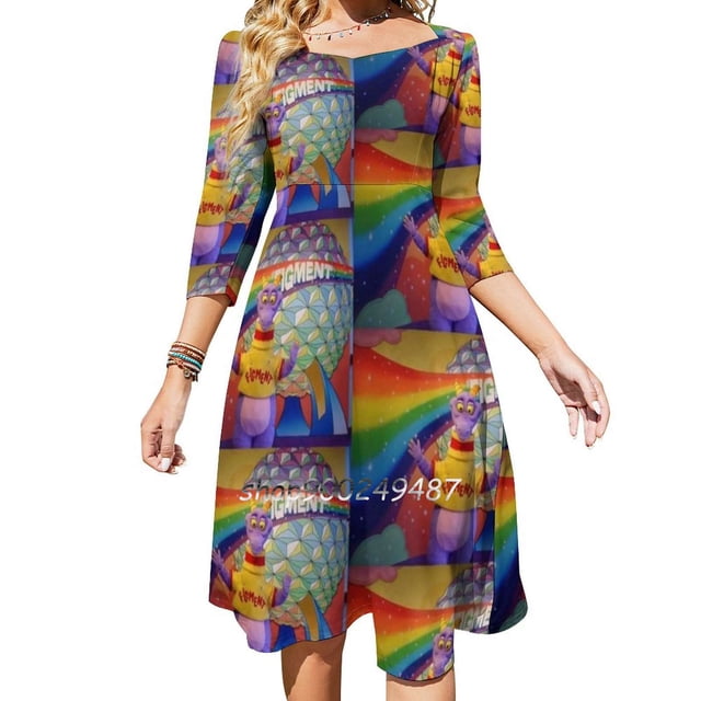 Figment Live Vestido de cuello cuadrado Vestido de verano dulce Vestido elegante con cuello halter para mujer Figment Figment Of Imagination Imagine