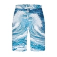 thumbnail image 3 of Wave Print Relaxed Fit Swim Trunks for Men Quick-Dry Board Shorts Sporty Bottoms Mesh Lining Water Sportswear, 3 of 4