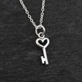 thumbnail image 3 of Sterling Silver Tiny Heart Skeleton Key Charm Necklace, 18" Chain, 3 of 3