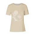 thumbnail image 3 of Tops de Ajuste Suelto para las Mujeres Sudadera Casual Impresa Manga Corta Cuello Redondo Superior, Poliéster, 3 of 7