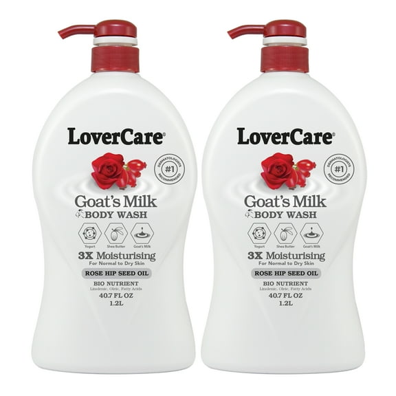 2-Pack LoverCare Goat's Milk Rose Hip Seed Oil Body Wash 40.7 fl oz (1200ml)