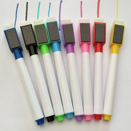 Dry Wipe Pens - 8 Colour Set Magnetic White Board Marker Pen Dry Erase Eraser Durable Easy Wipe