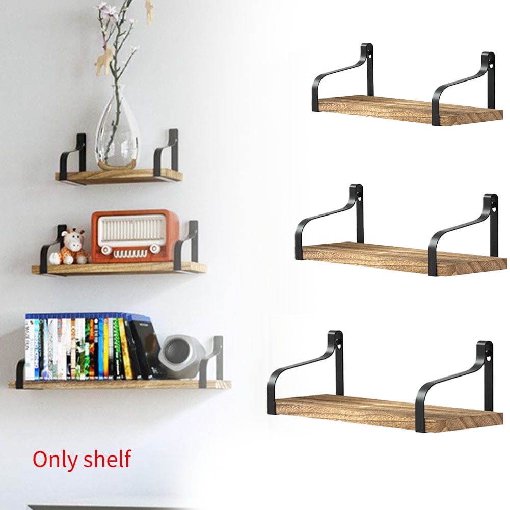Details about   3PCS Floating Shelves Wall Mounted Wood Storage for Bathroom Living Room Bedroom 