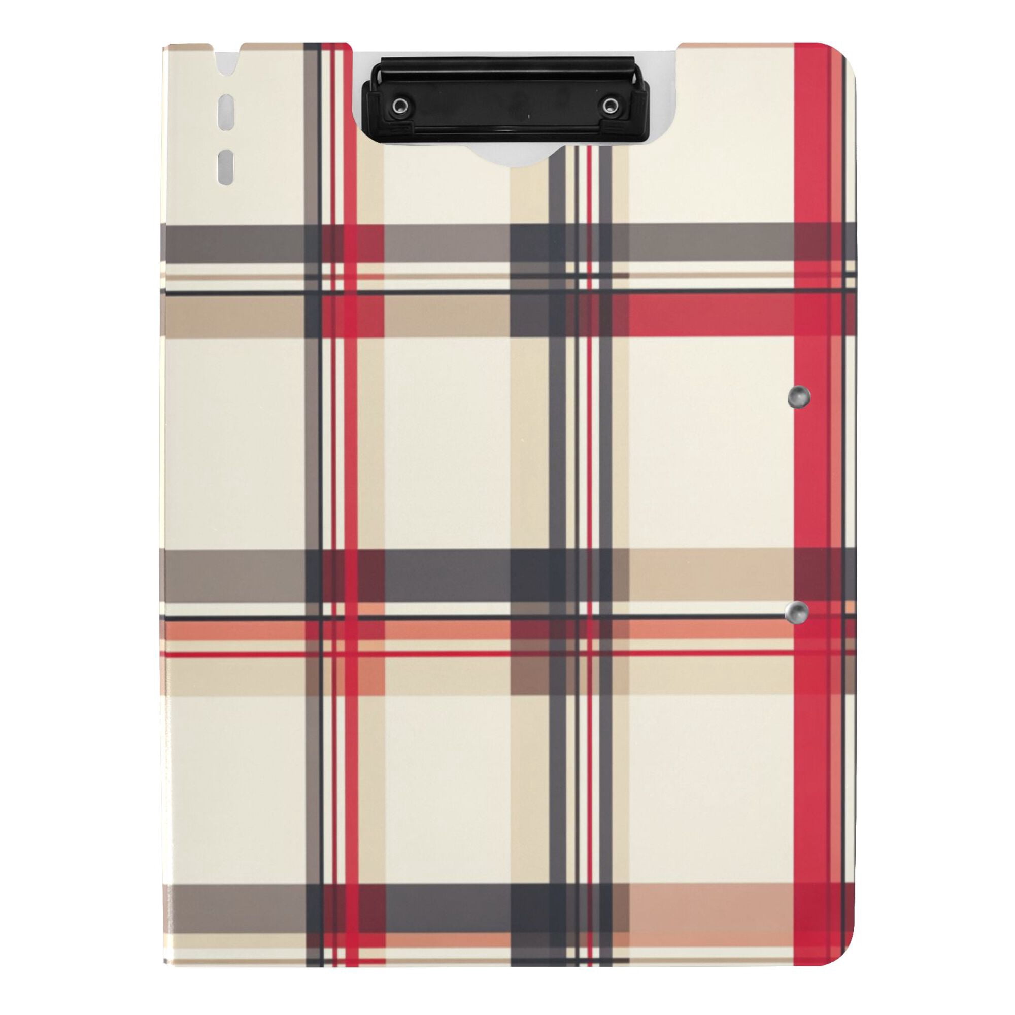 FORMRS A4 Clipboard Folder with Pen Holder Horizontal Foldable School Office Binder, Red Tartan