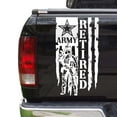 thumbnail image 1 of Soldier Retired Enlisted Man Veteran Fighter U.S. Army USAF USMC Distressed American US USA Flag Truck Tailgate Vinyl Decal fits Most Pickup Trucks Military Sticker (11" x 20", Matte White), 1 of 8