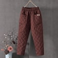 thumbnail image 3 of Women's Winter Quilted Pants Down Pants Elastic Waist Oversized Trousers Loose Outdoor Padded Warm Season Slim High Waist Straight Large Size Loose Casual Long Pants, 3 of 4